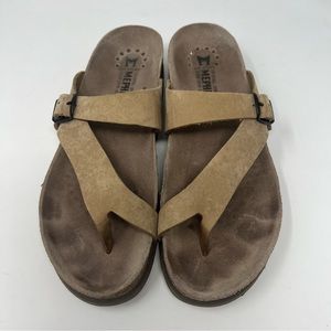 Mephisto Helen Sandals Brown Toe Loop Tan Leather Womens Size 12 US 42 EU